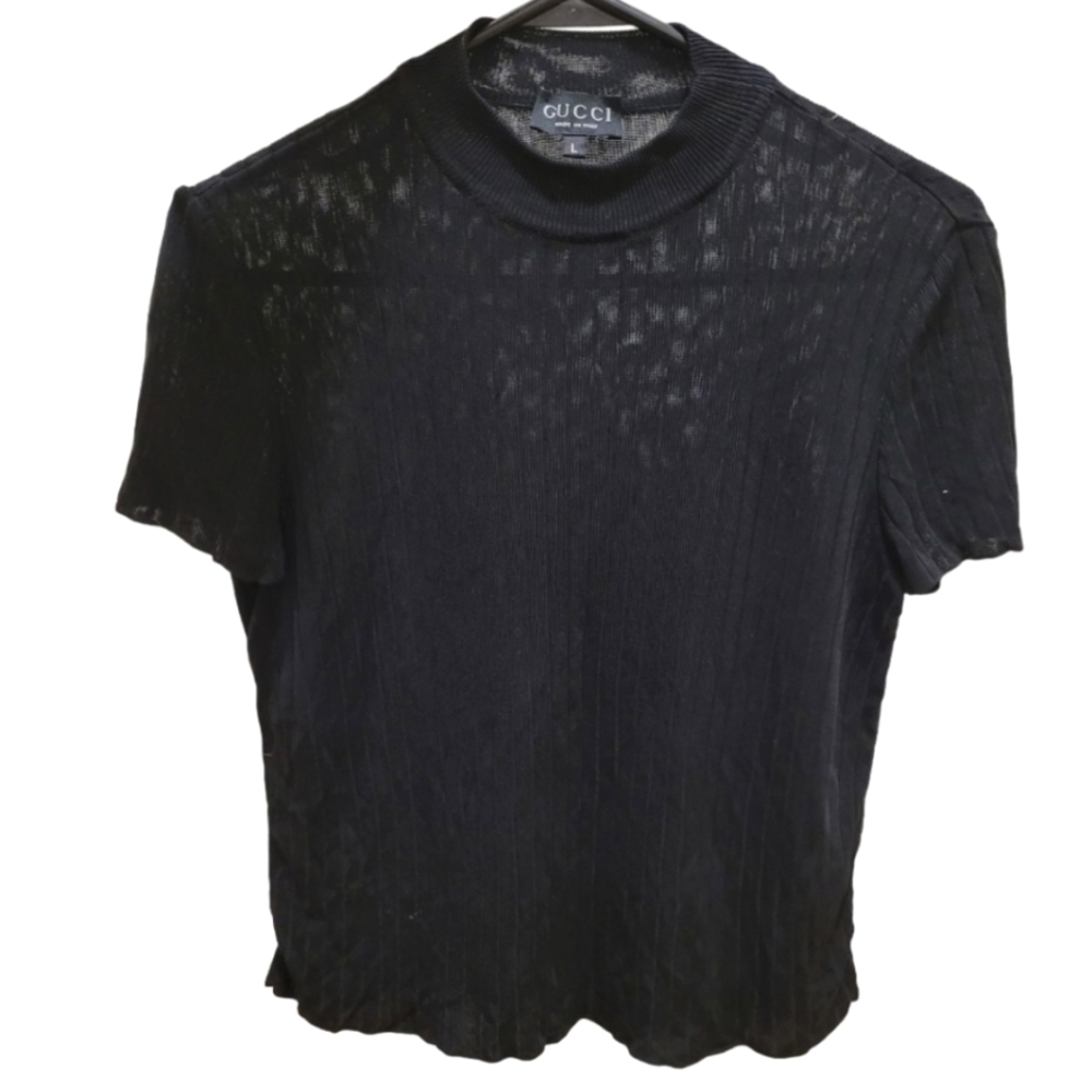 GUCCI Black Ribbed Blouse